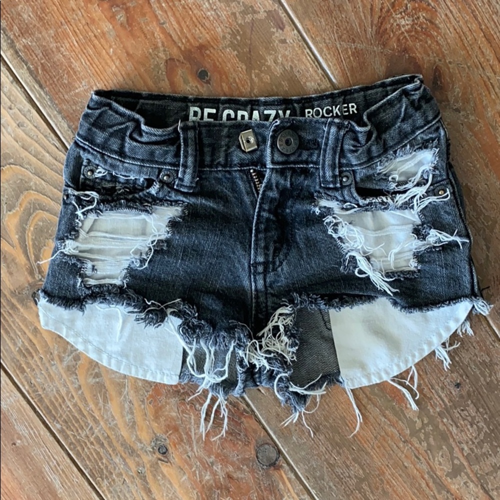 Little girl distressed denim shorts